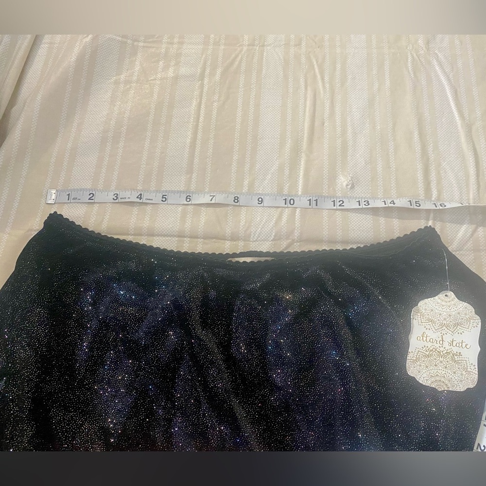 Altar'd State Black iridescent Sparkly Mini Skirt velvet size L - Picture 3 of 8
